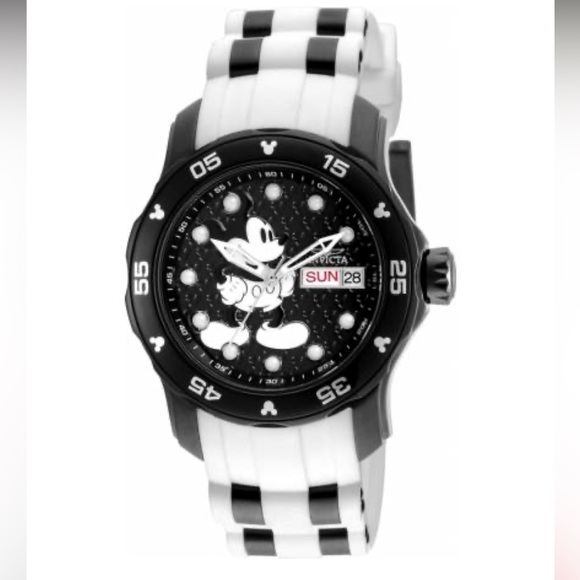 Invicta Accessories - Invicta Black and White Mickey Dial Silicone Strap Watch